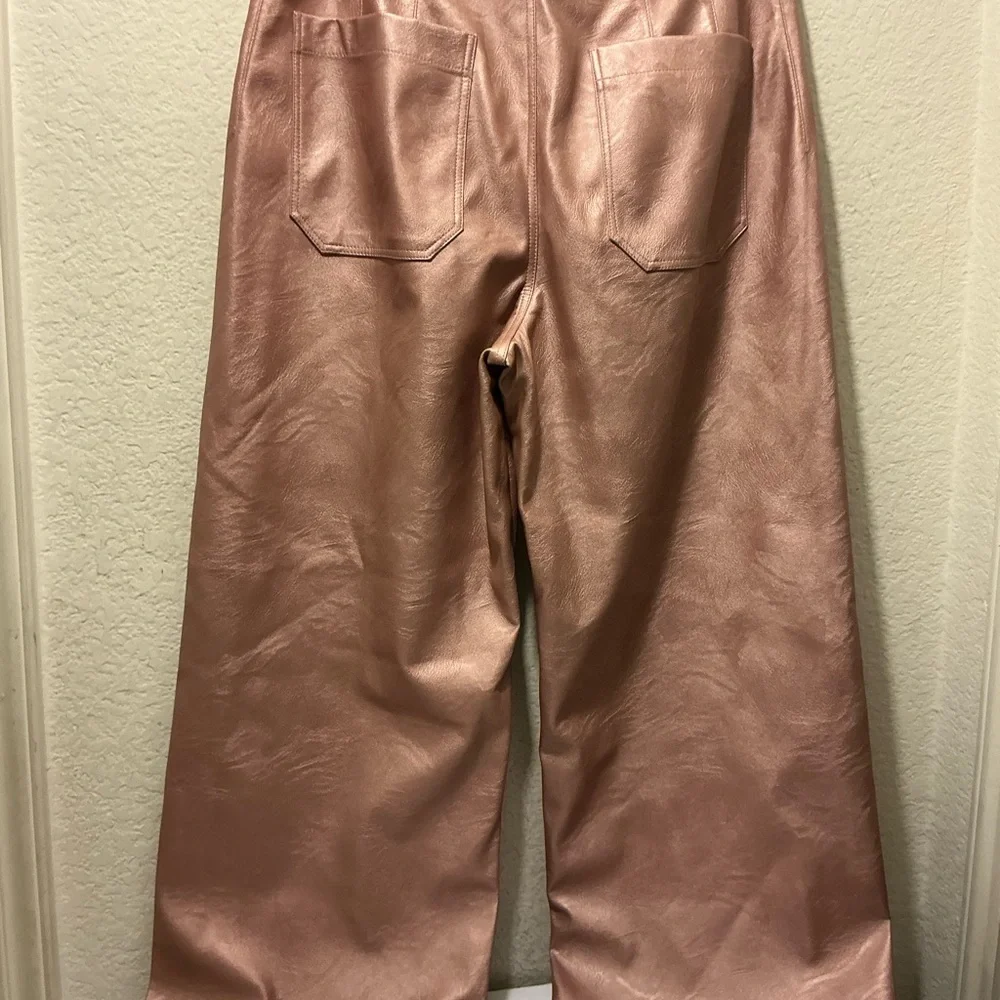 NWOT Anthropologie  Maeve Cropped Wide Leg Pants Metallic Faux-Leather size 29 - Picture 5 of 7